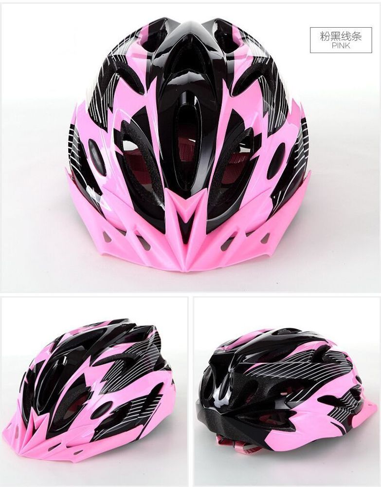 Шлем велосипедный P-016B (L 56-61 см) 18 отверстий, 200 гр.Розовый черный