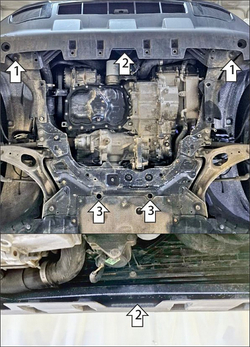 Защита картера двигателя, КПП. 2 мм, Сталь. для Ford Bronco Sport 2020-2024, Motodor.70709