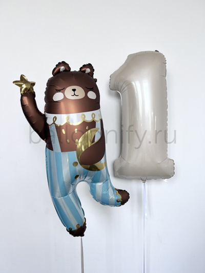 Набор из двух шаров "Мишка + Цифра"