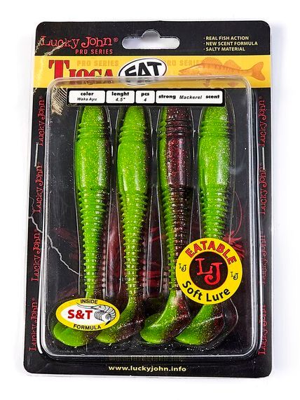 Виброхвосты съедобные LJ Pro Series TIOGA FAT 4.5in (11,4 см), цв. T44, 4 шт.
