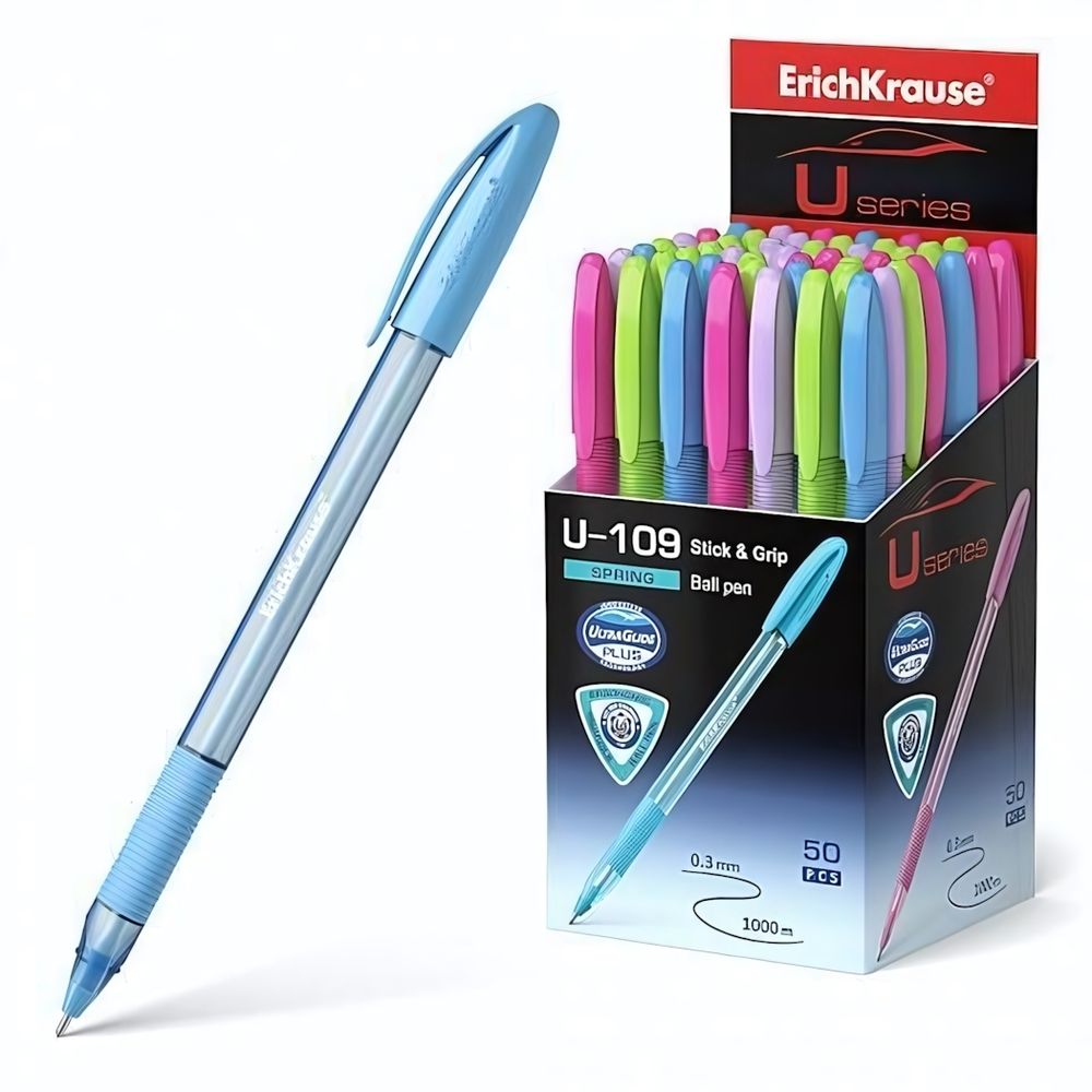 Ручка шариковая 1,0 синяя &quot;U-109 Spring Stick&amp;Grip&quot; (ErichKrause)