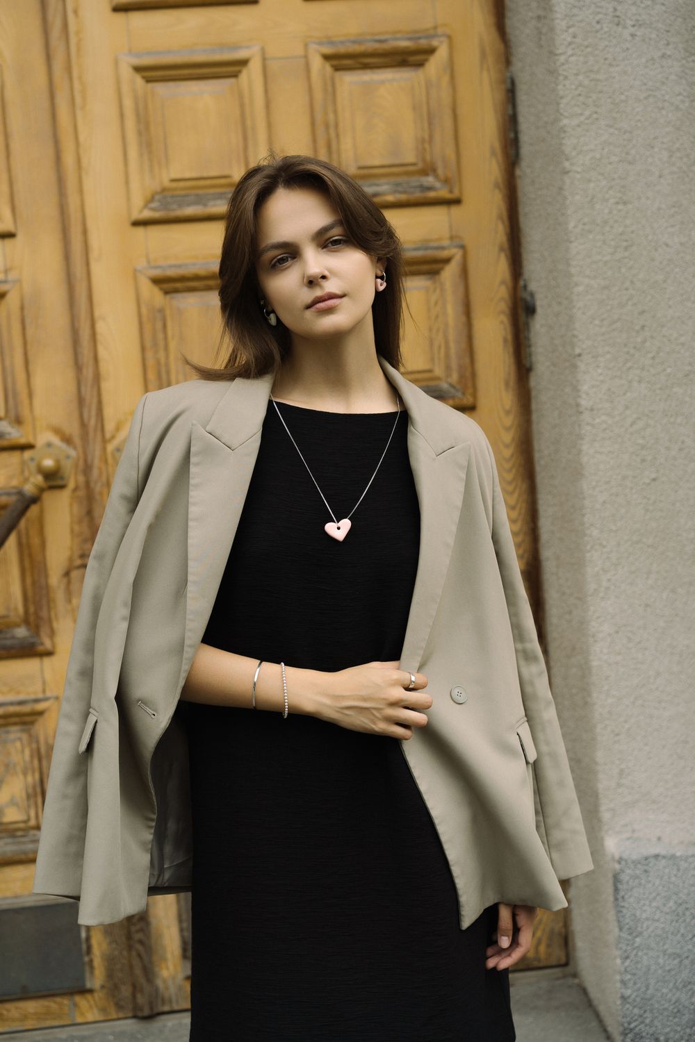 Подвес Сердце maxi на шнурке, розовый, керамика