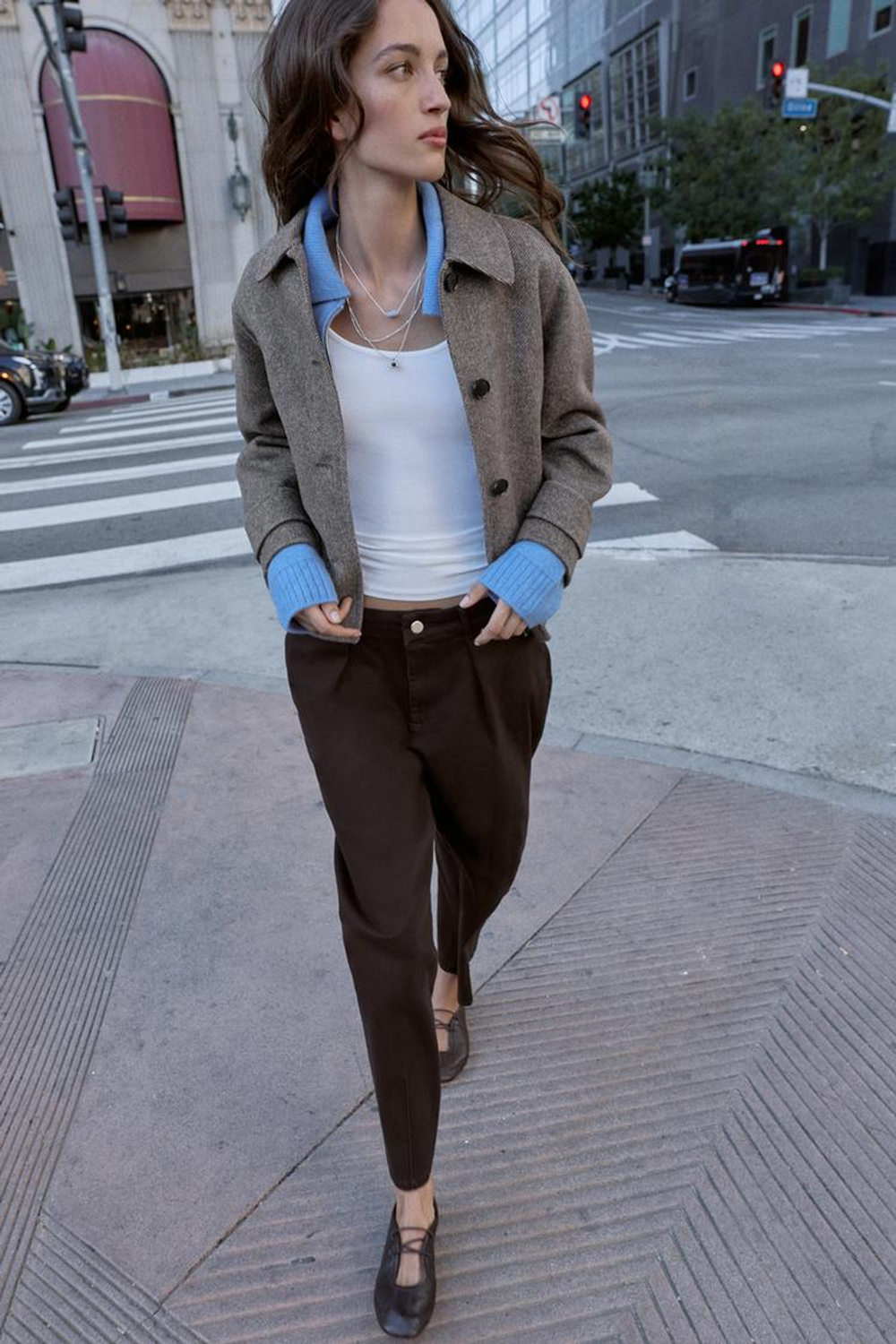 ZARA КОРОТКОЕ ПАЛЬТО ИЗ ШЕРСТИ, РЫЖЕВАТО-КОРИЧНЕВЫЙ