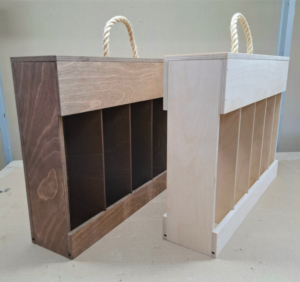 Короб винный деревянный серия "ОТКРЫТЫЕ" №5 (тип 1-1), на 5 бутылок, без покраски