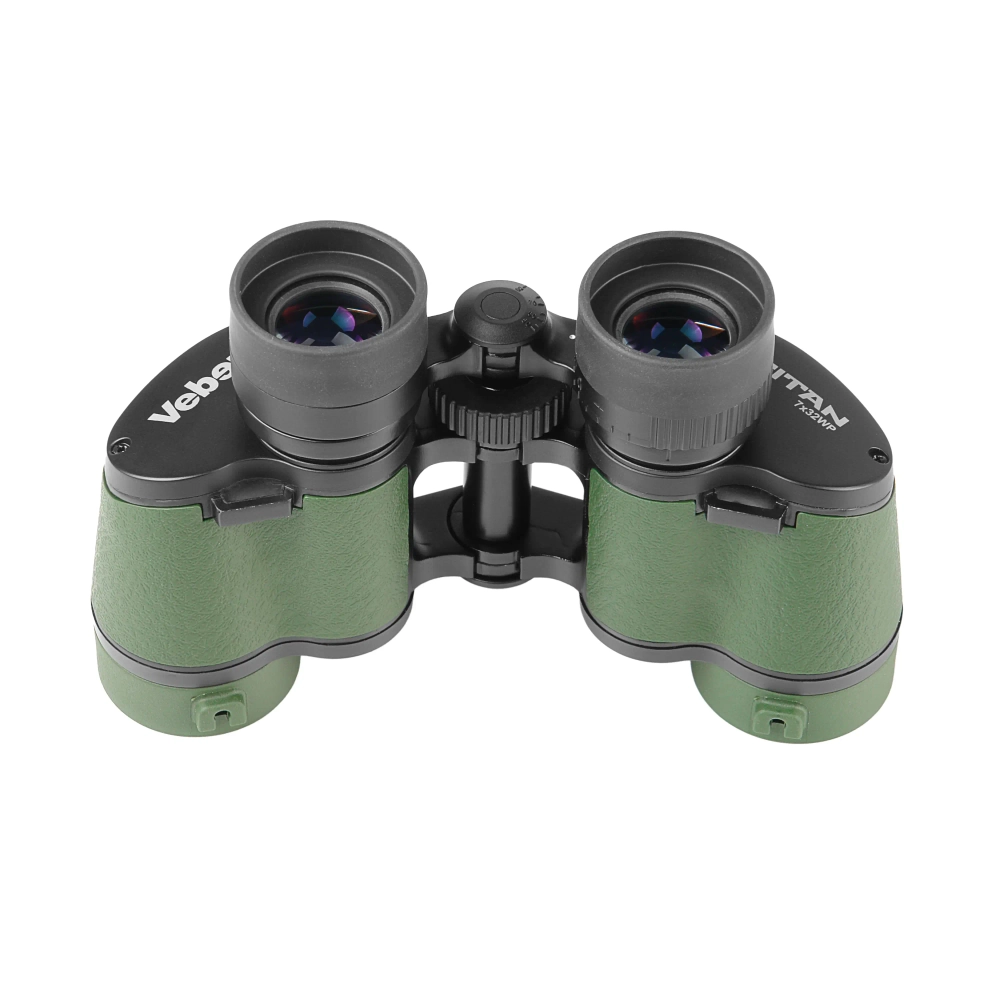 Бинокль Veber TITAN 7x32WP передний вид с линзами и логотипом