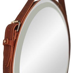 Зеркало с подсветкой на ремне из коричневой кожи "Milan D800" AM-Mil-800-DS-F-Brown
