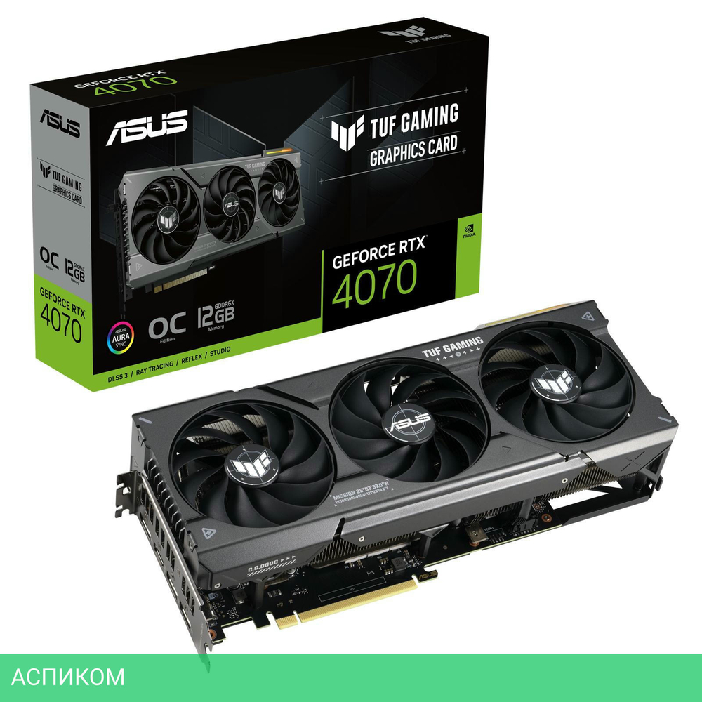 Видеокарта ASUS TUF Gaming GeForce RTX 4070 OC Edition 12GB GDDR6X TUF-RTX4070-O12G-GAMING (90YV0IZ0-M0NA00)