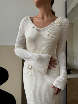 Платье Knitted Rose молочный
