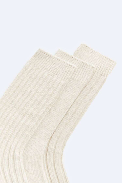 ZARA НАБОР ИЗ ТРЕХ ПАР НОСКОВ ИЗ РЕЛЬЕФНОЙ ТКАНИ, СВЕТЛО-БЕЖЕВЫЙ