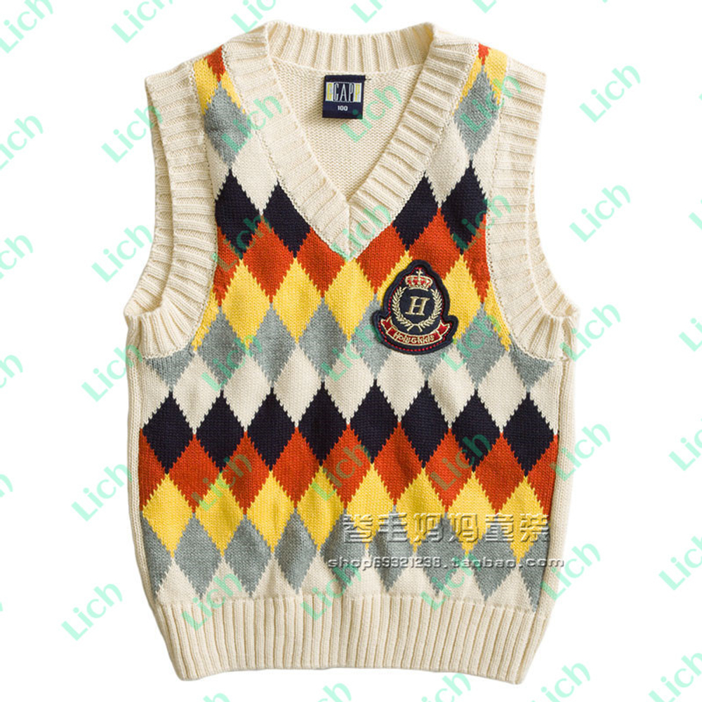 Безрукавка с принтом ромбов и аппликацией