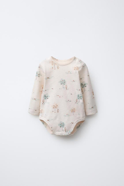 ZARA БОДИ С ПРИНТОМ «ЛЕС», ЭКРЮ