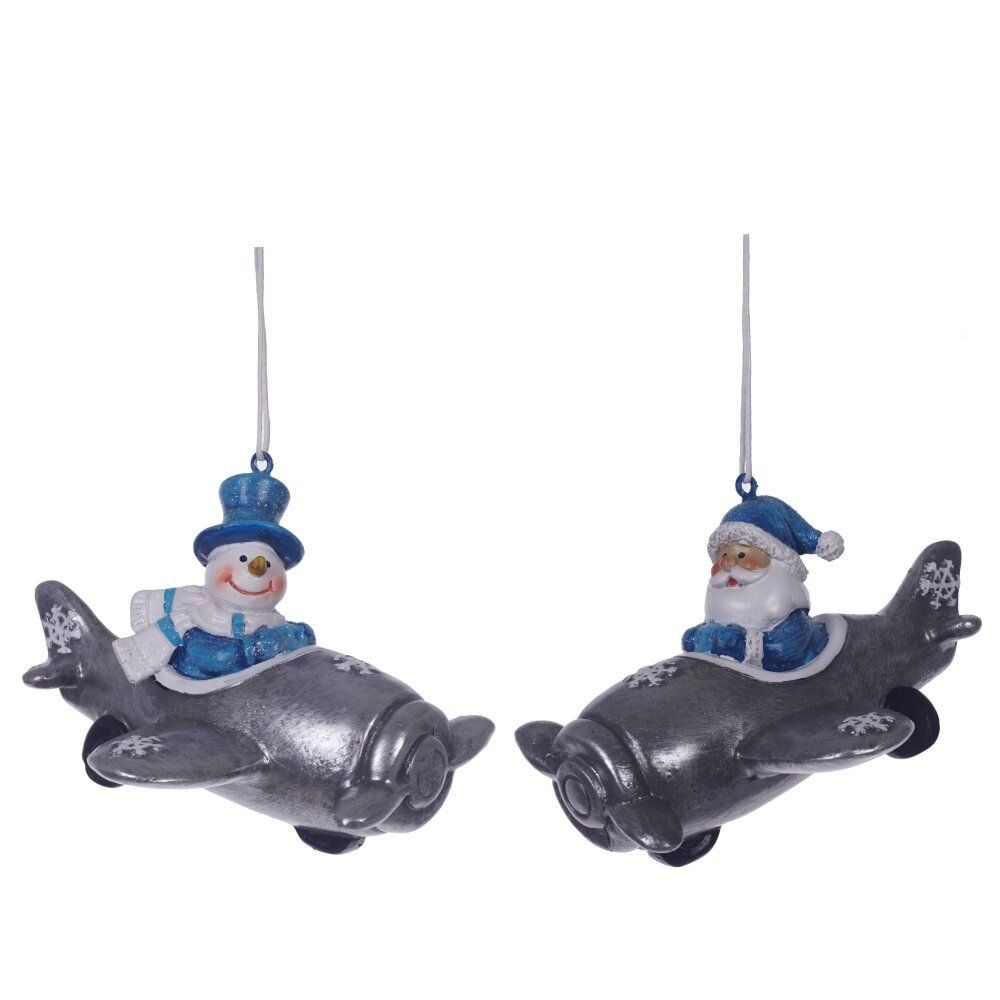 GAEM Фигурка декоративная подвесная "Снеговик/Дед Мороз", L10 W8,5 H7 см, 2в.