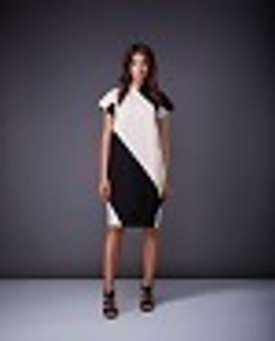 10-01-20 FW Платье прямого кроя с вставками, бежевый, коричневый XL