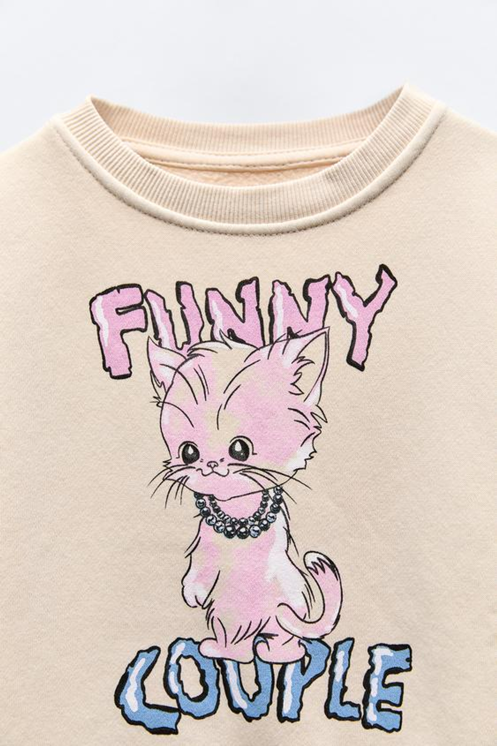 ZARA ТОЛСТОВКА «КОТ», ЭКРЮ