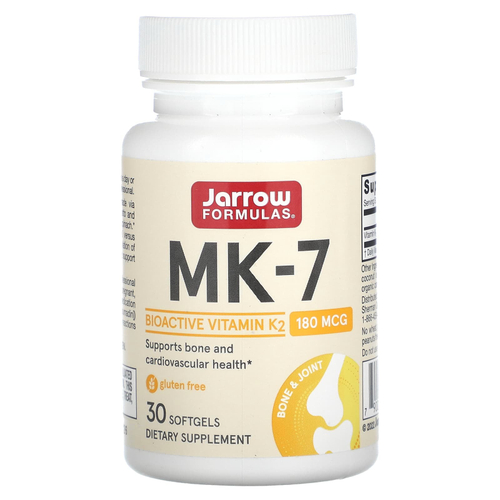 Jarrow Formulas, MK-7, 180 мкг, 30 мягких таблеток