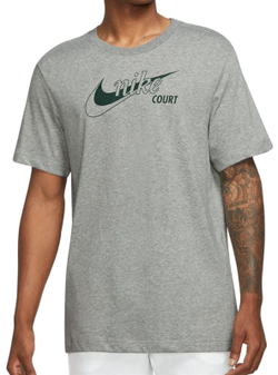 Мужская теннисная футболка Nike Court Dri-Fit Swoosh Men's Tennis T-Shirt - dark grey heather/pro green