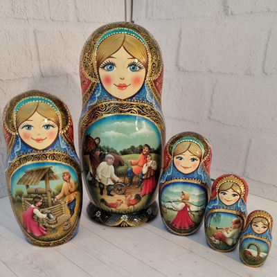 Матрешка 18см "Русская деревня" 5 мест