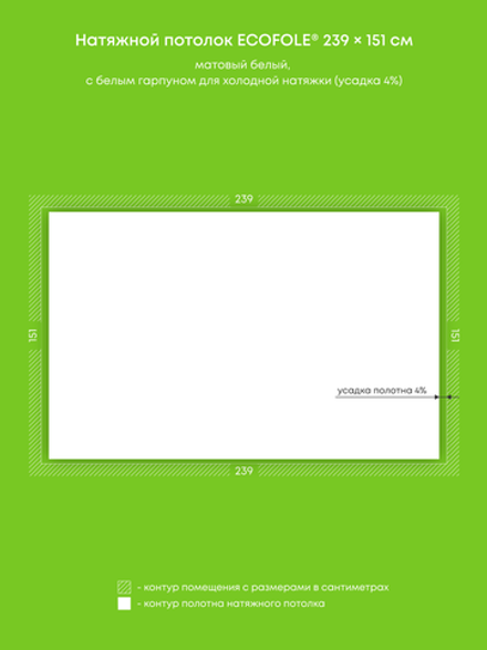Матовый натяжной потолок 3.6 м2
