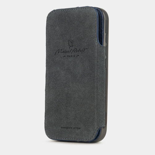 Чехол-книжка для iPhone 17 Pro - кожа страуса, синий