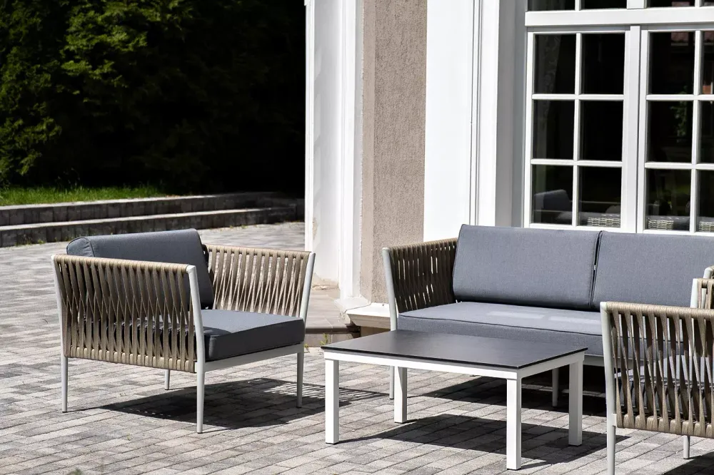 "Касабланка" лаунж-зона плетеная из роупа 4-местная, цвет серый