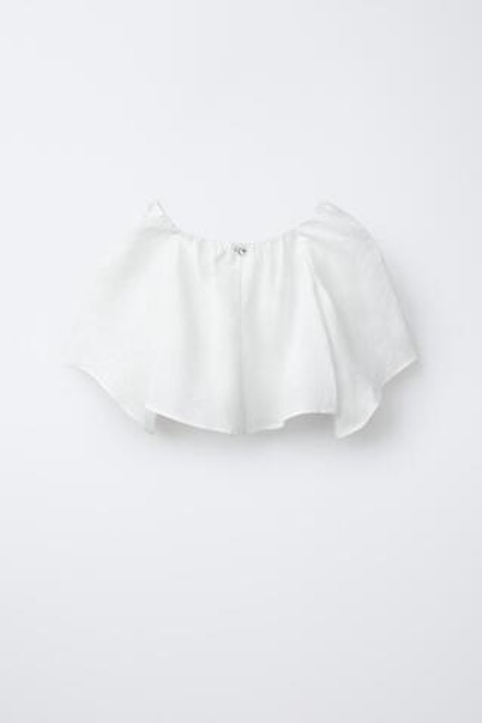 ZARA ЛЬНЯНОЙ ТОП, БЕЛЫЙ