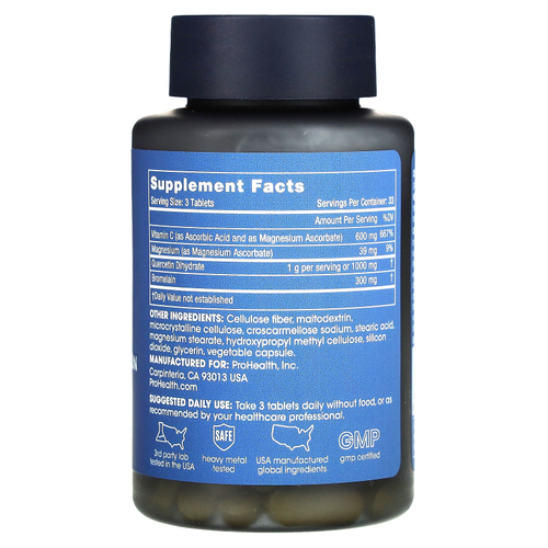 ProHealth Longevity, кверцетин и комплекс с бромелаином, 100 таблеток