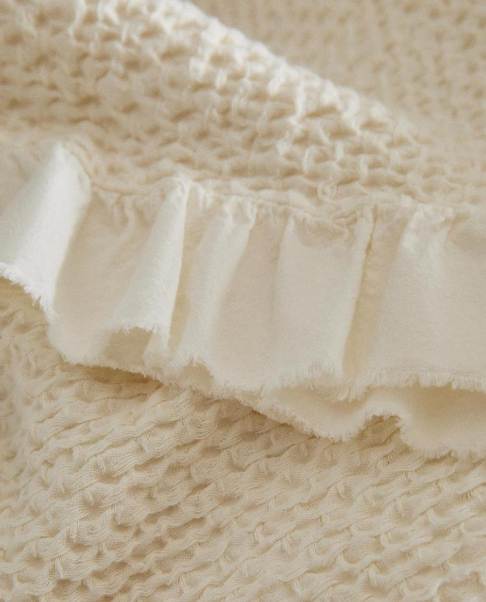 ZARA HOME ДЕТСКОЕ ХЛОПКОВОЕ ПОКРЫВАЛО, ЭКРЮ