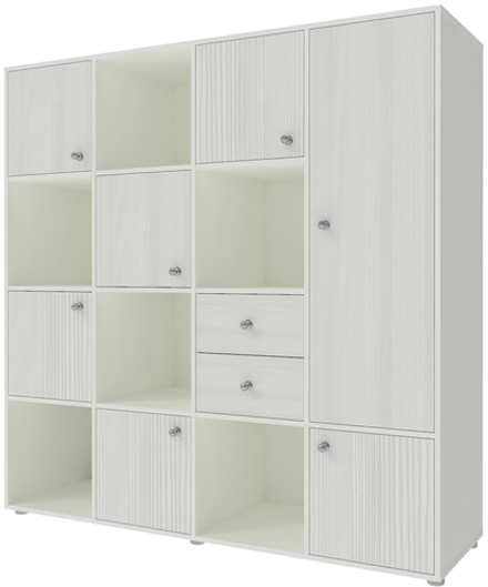 Стеллаж КарИВи Джери 2 Белый  Белое Дерево