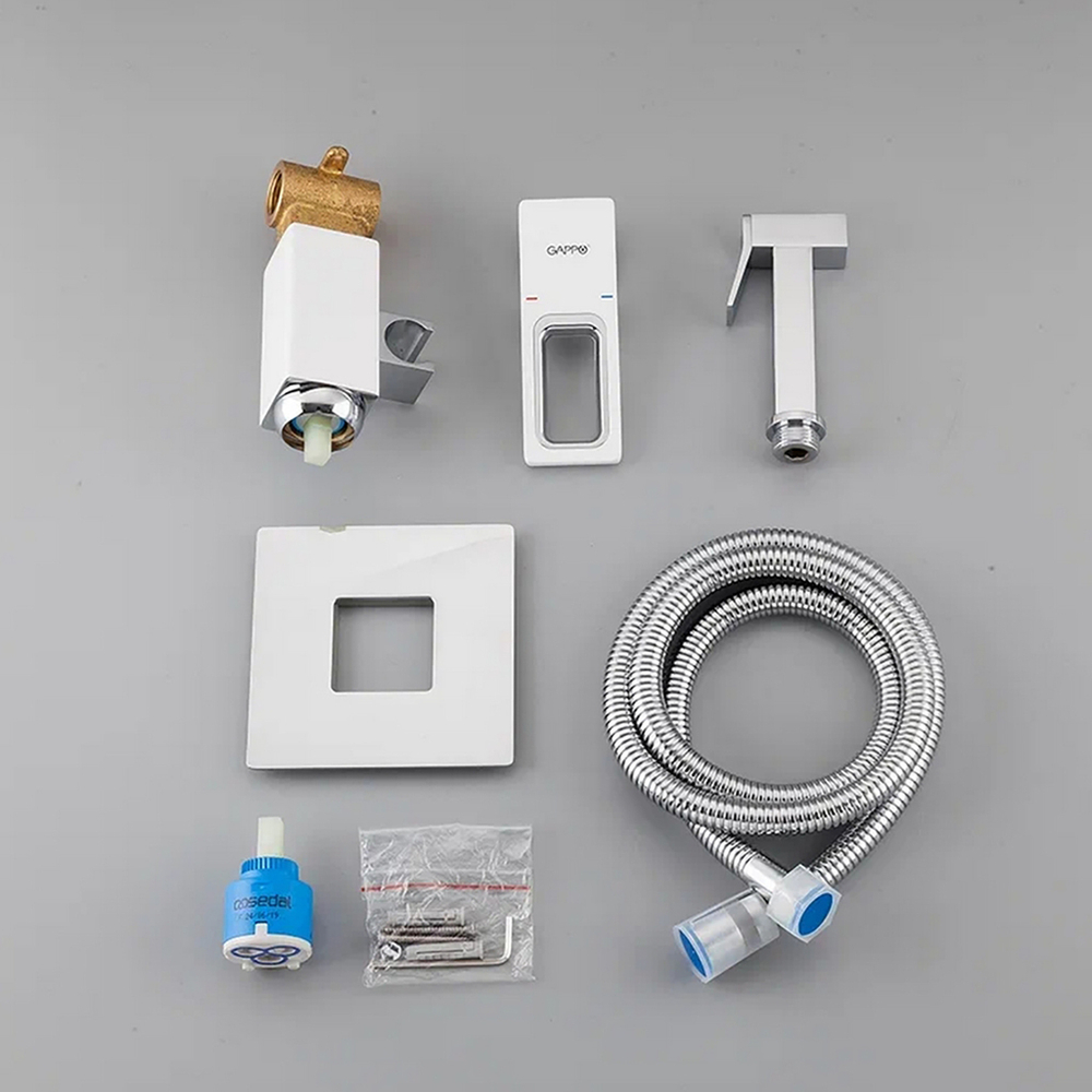 Смеситель с гигиеническим душем 35к G7217-8 GAPPO встраиваемый, БЕЛЫЙ-ХРОМ