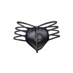 Кожаные мужские стринги Ohyeah Zipper Black, на молнии со стрепами, L