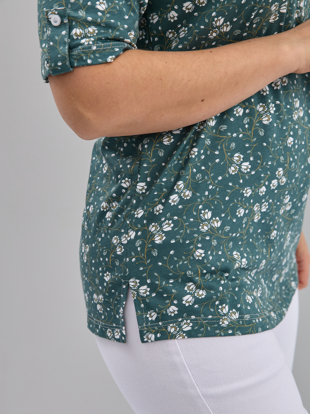 Блузка БЛ-122/зеленый-колокольчики