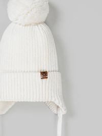 Шапка из смесовой шерсти "Молоко" на завязках