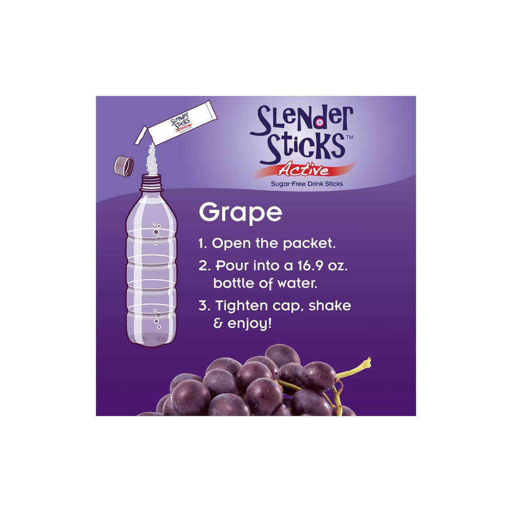 NOW Foods, Real Food, Slender Sticks, Active, напиток с виноградным вкусом, 12 стиков, 48 г (1,7 унции)