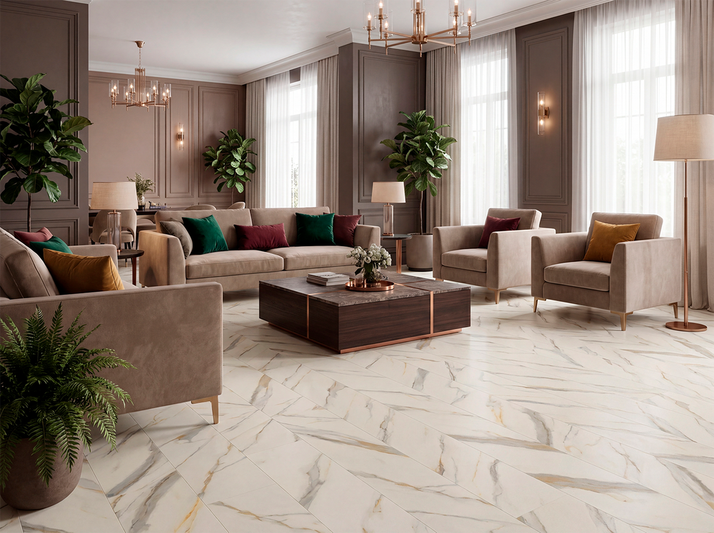 MSPC ламинат Stone Floor Бело-золотой мрамор DC833 MР