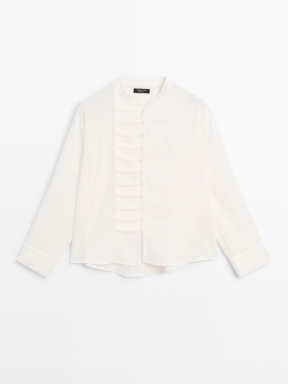 Massimo Dutti Рубашка с круглым вырезом и пуговицами, натуральный/кремовый