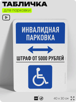 Табличка для парковки "Инвалидная парковка", для дома, офиса, организаций, 40х30 см, Silver Plane x Айдентика Технолоджи