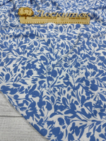 Штапель /  Цветы голубые на белом