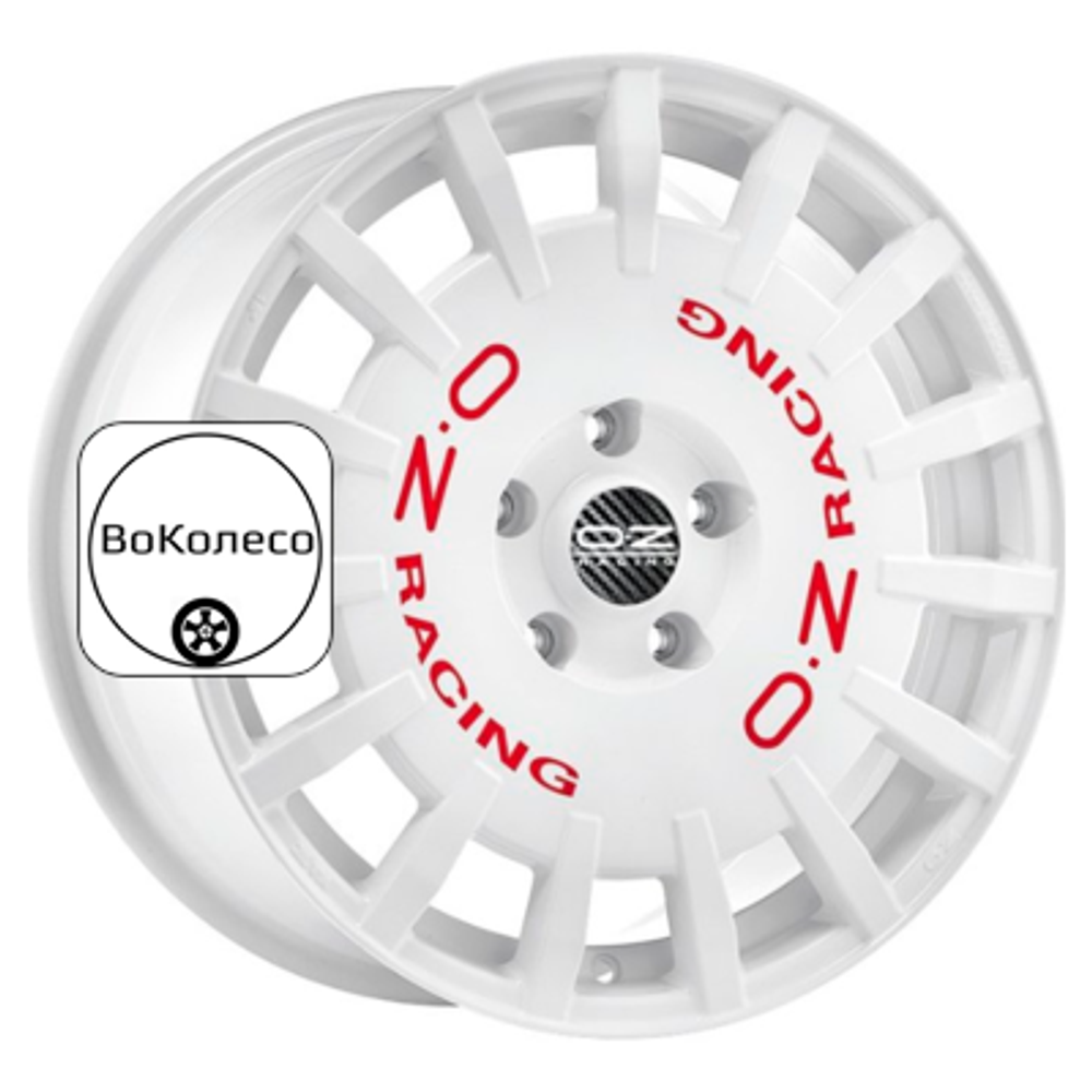 8x17/5x100 ET48 D68 Rally Racing Race White + Red Lettering OZ