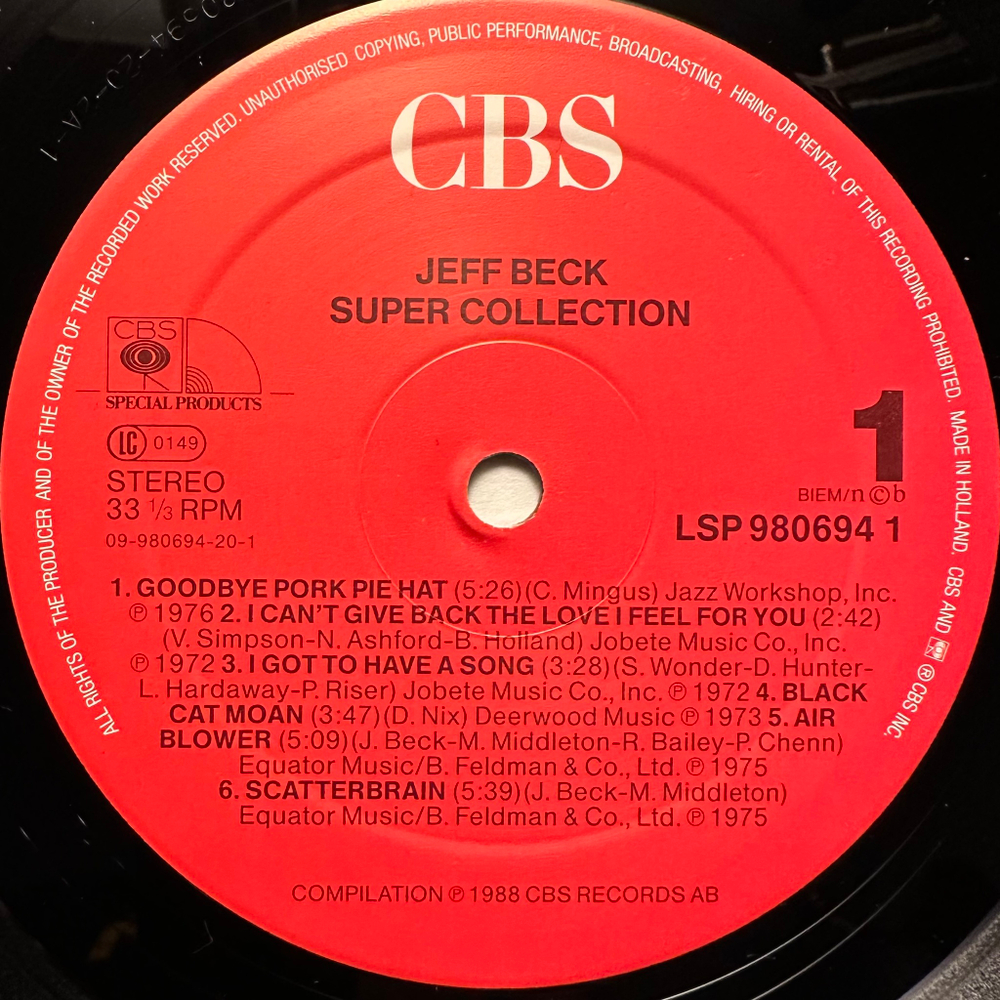 Jeff Beck - Super Collection 2LP (Голландия 1988г.)