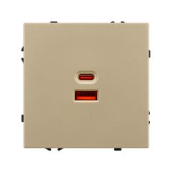 Механизм розетки с быстрой USB зарядкой SCT-NOBE-MUAC-SFPL-FC-GD (65W, QC3) (Arlight, Золотой песок) 054318