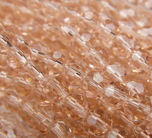 БШ012НН6 Хрустальные бусины "32 грани", цвет: персиковый прозрачный, размер 6 мм, кол-во: 39-40 шт.