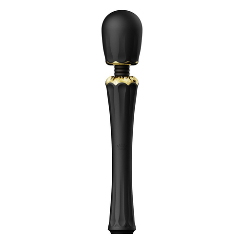Чёрный аккумуляторный вибратор-вонд 29,1см с насадками Zalo Kyro Wand Massager Obsidian Black