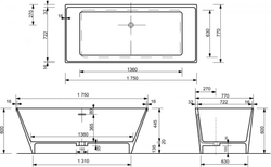 Ванна из литьевого мрамора Эстет Манхэттен 175х77 белая, ФР-00006566