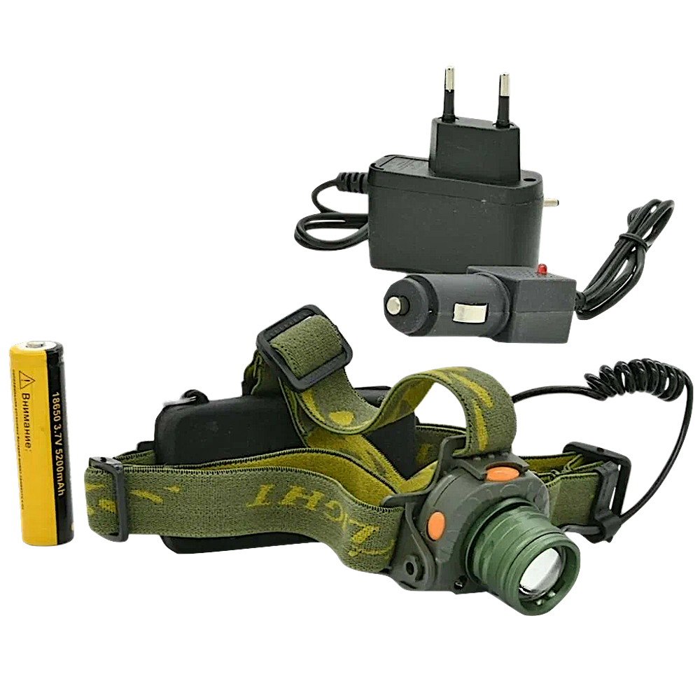 Фонарь Налобный Огонь HT-427 с датчиком движения 1х18650 Зарядка авто + 220В