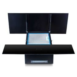 Вытяжка наклонная HKH-513 Ginzzu черное стекло, 90см, сенсорное управление 650м3/час