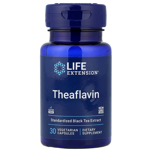 Life Extension, теафлавин, стандартизированный экстракт черного чая, 30 вегетарианских капсул (400 мг в 1 капсуле)