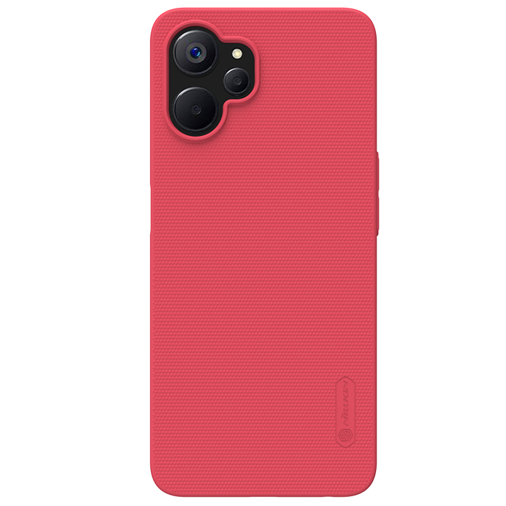 Тонкий жесткий чехол красного цвета от Nillkin для Realme 9i 5G, 10 5G и 10T 5G, серия Super Frosted Shield