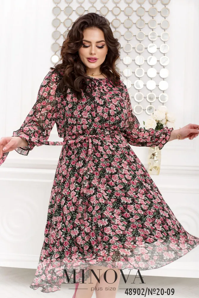 Платье 20-09-черный -малина Minova