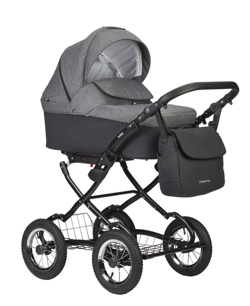 Детская коляска Indigo Charlotte Sity Classic 12 2 в 1 Cs04 черный/т.серый