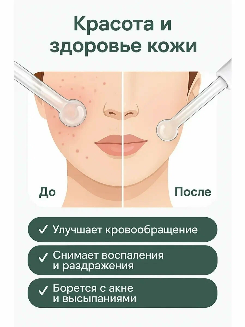 Дарсонваль для лица и тела с 4 насадками